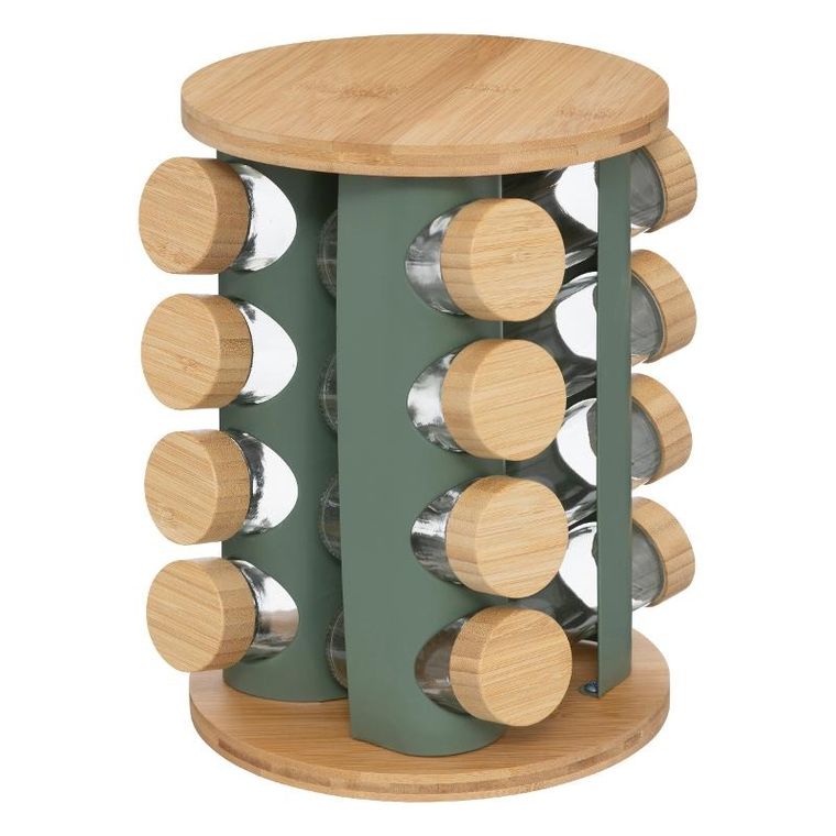 5five Simply Smart, Sensia, obrotowy stojak na przyprawy, 13 słoików z bambusowymi zakrętkami