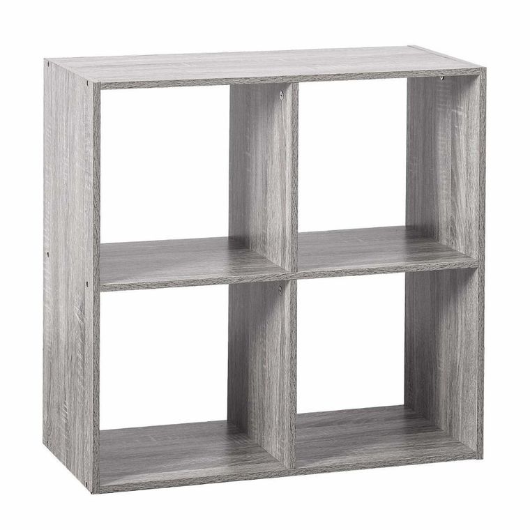 5five Simply Smart, stojąca półka dekoracyjna, kwadratowa, szara, 4 przegrody, 68-68 cm