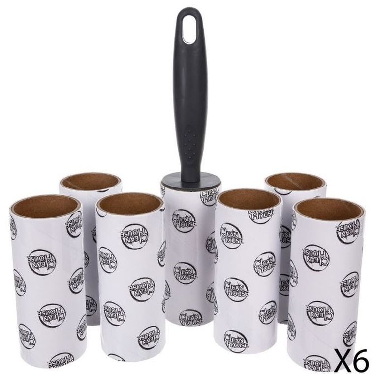 5five Simply Smart, szczotka do czyszczenia ubrań z sierści + 6 końcówek, czarny