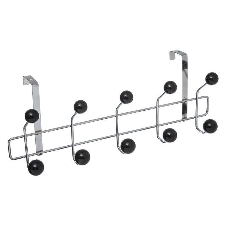 5Five Simply Smart, wieszak na drzwi z 10 haczykami, metalowy, czarny