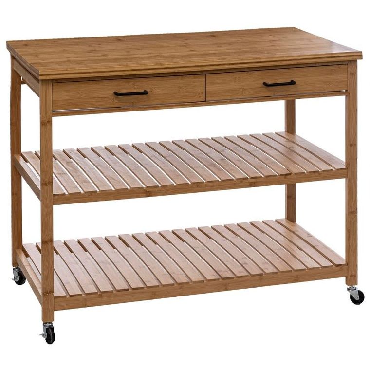 5five Simply Smart, wyspa kuchenna na kółkach, bambus, 108-60-90 cm