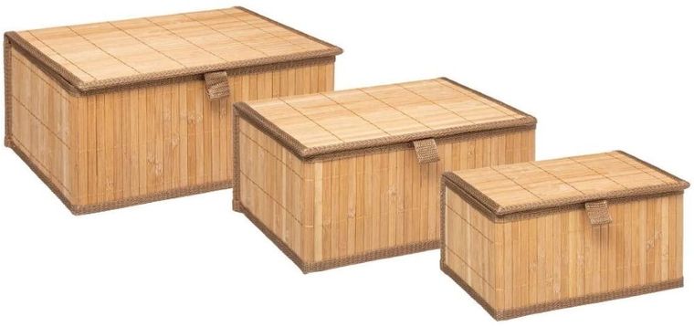 5five Simply Smart, zestaw koszyków z pokrywką, bambus, 3 szt.