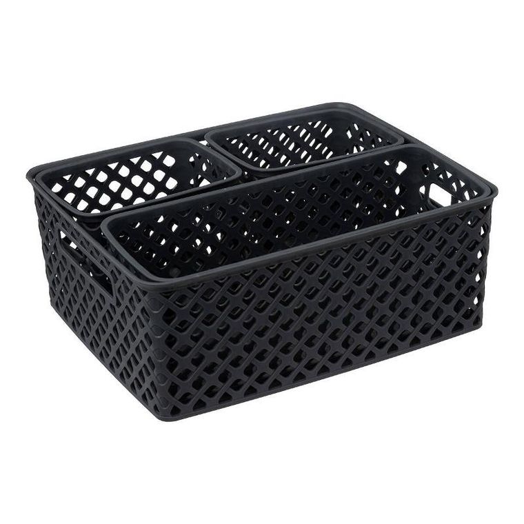 5five Simply Smart, zestaw plastikowych koszyczków do przechowywania, Folk, 4 szt.