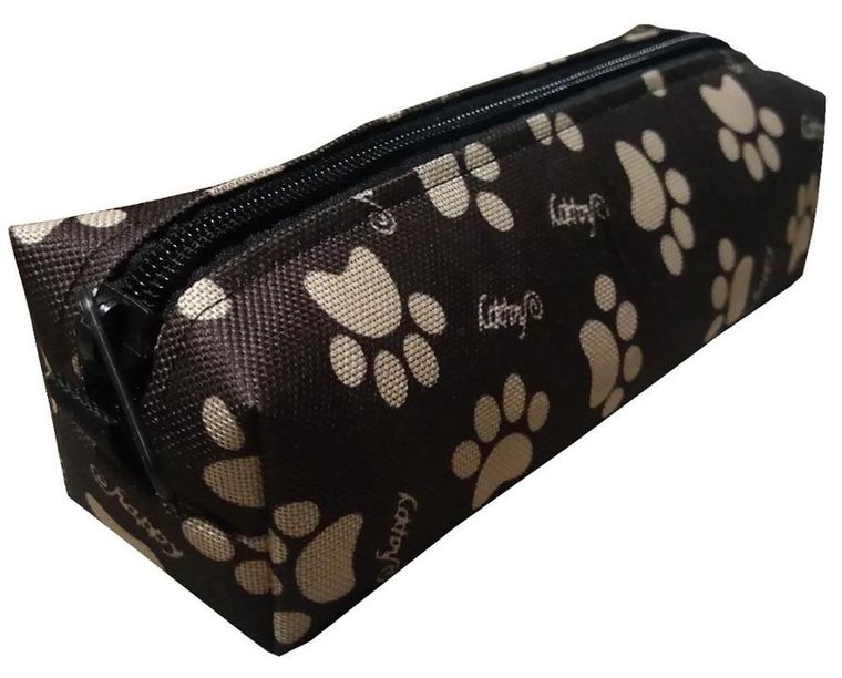 7R, piórnik szkolny, łapki, brązowe