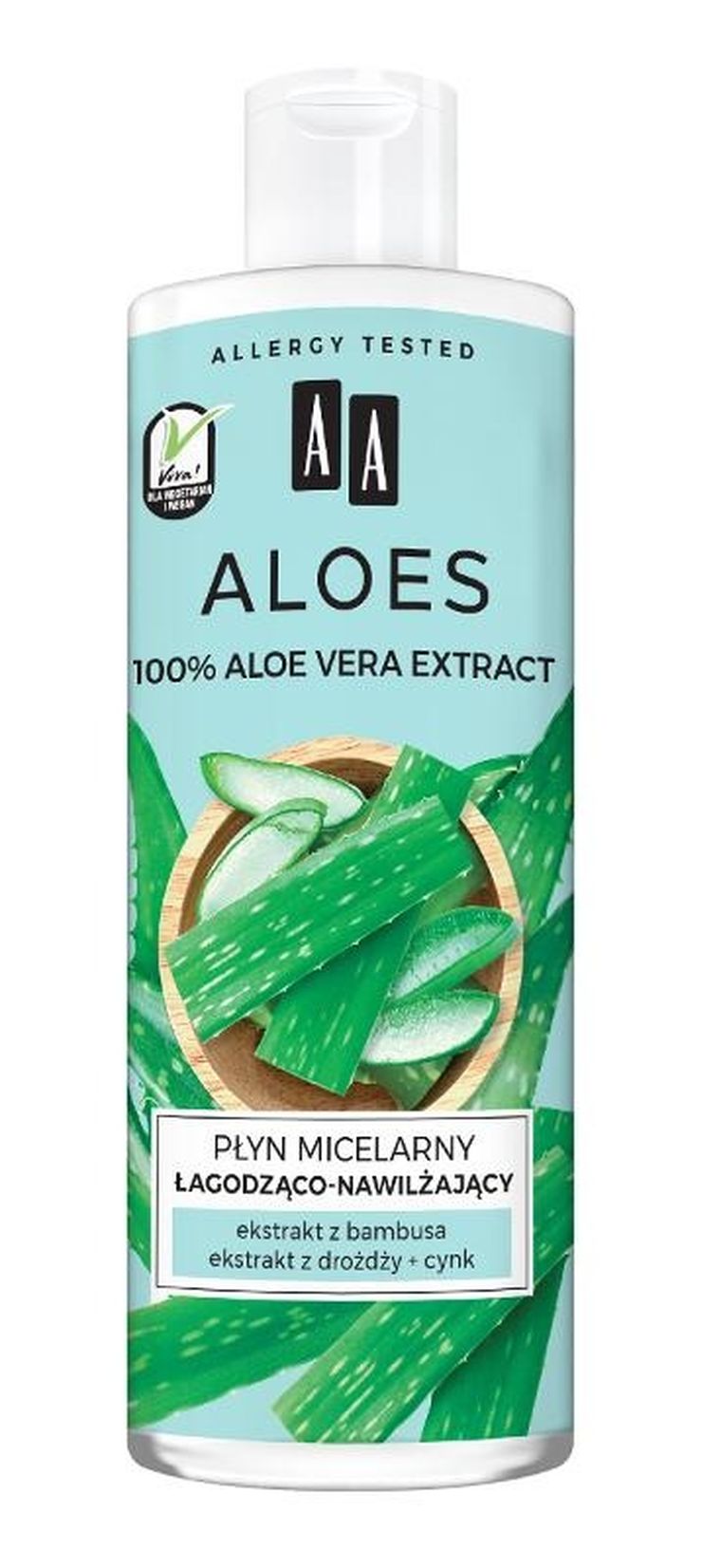 AA, Aloes 100%, płyn micelarny łagodząco nawilżający, 400 ml