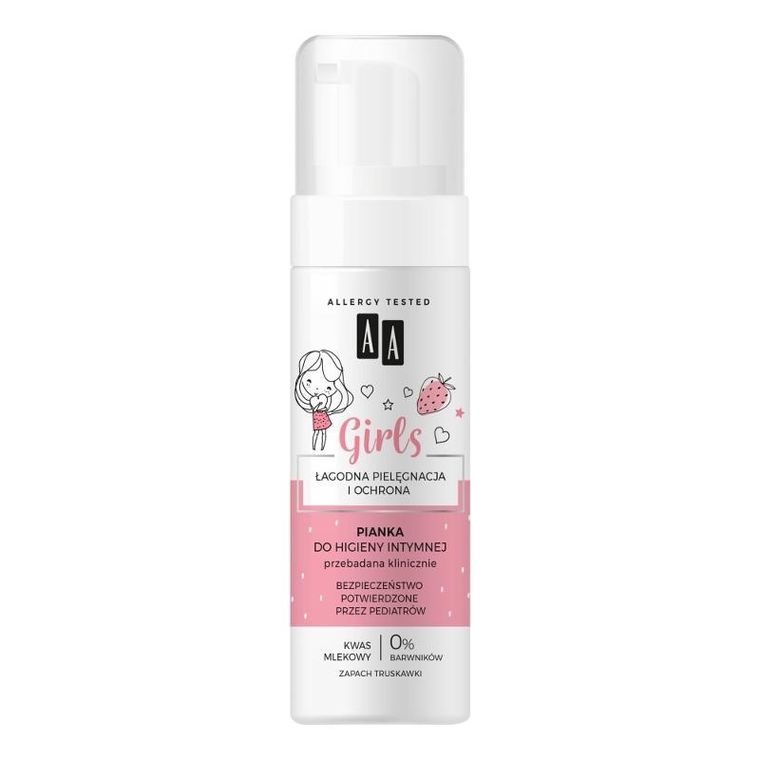AA Girls, pianka do higieny intymnej dla dziewczynek, łagodna pielęgnacja i ochrona, 150 ml