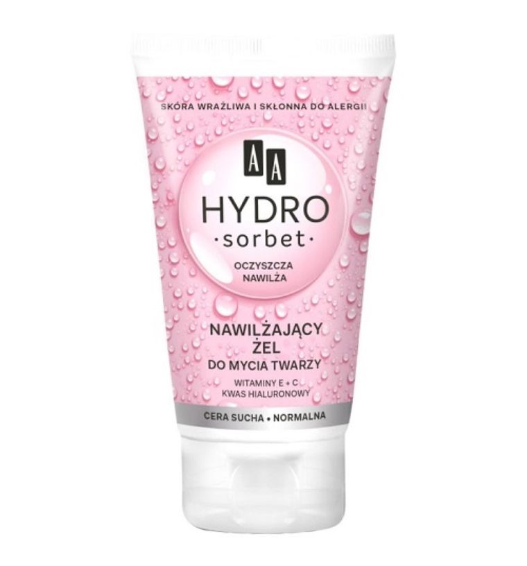 AA, Hydro Sorbet, nawilżający żel do mycia twarzy do cery suchej i normalnej, 150 ml