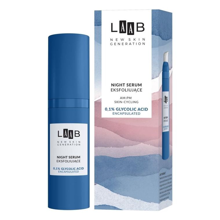 AA, LAAB AM:PM Skin-cycling, Night serum eksfoliujące, 0.1% glycolic acid encapsulated, 30 ml