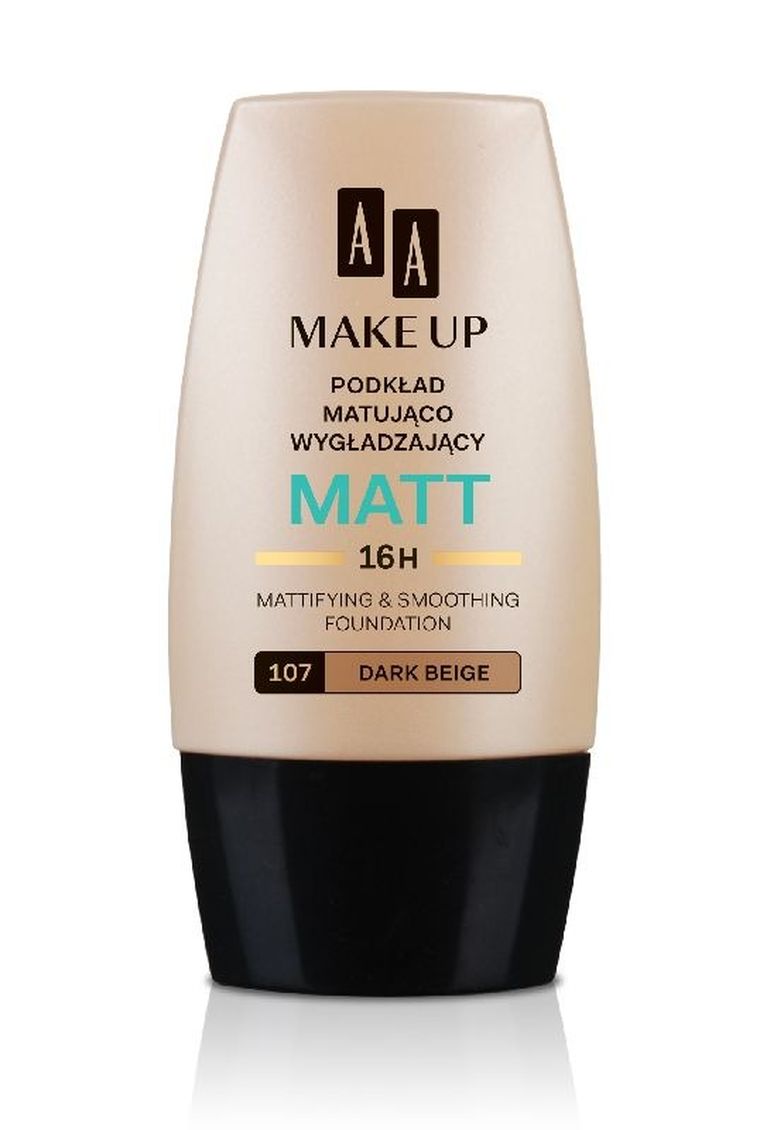 AA, Make Up, Matt, podkład matująco-wygładzający 107 Dark Beige, 30 ml