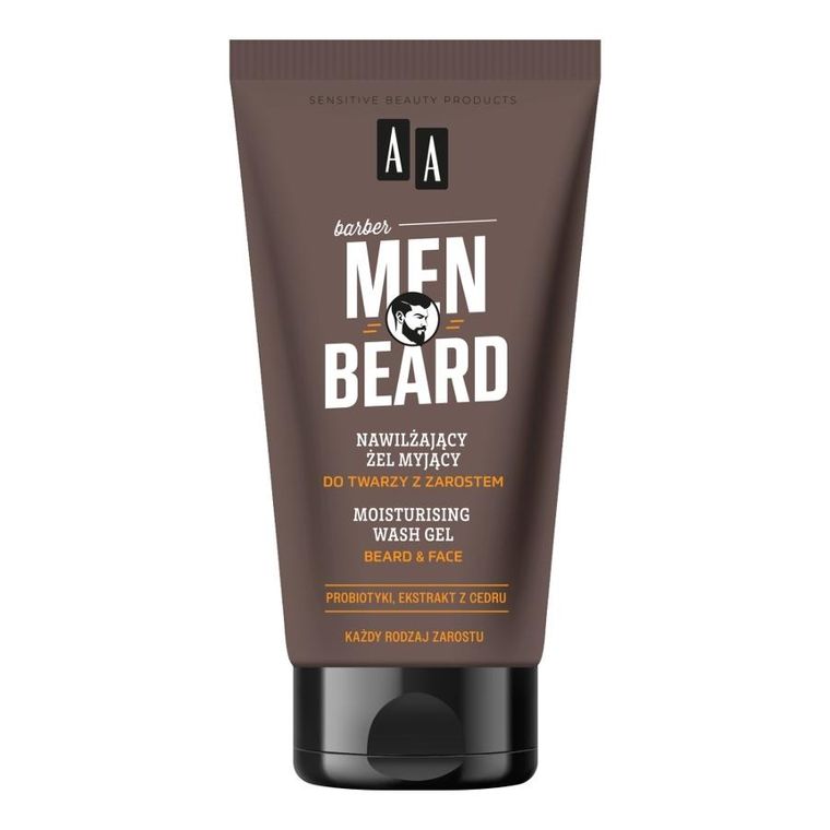 AA, Men Beard, nawilżający żel myjący do twarzy z zarostem, 150 ml