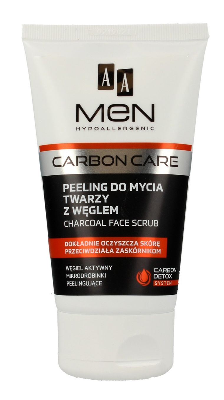 AA Men, Carbon Care, peeling do mycia twarzy z węglem, 150 ml
