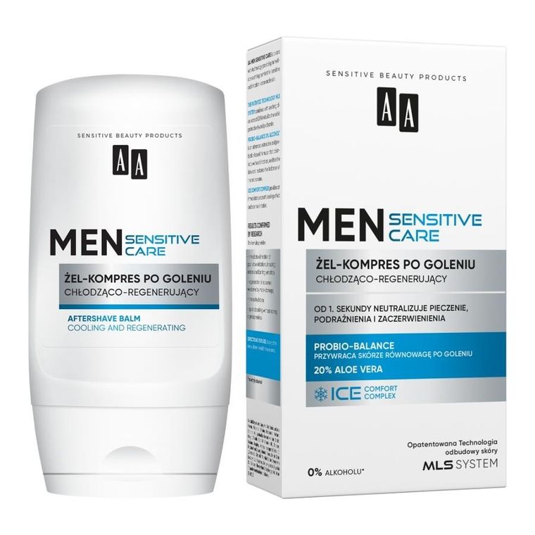 AA, Men Sensitive, żel-kompres po goleniu chłodząco-regenerujący, 100 ml