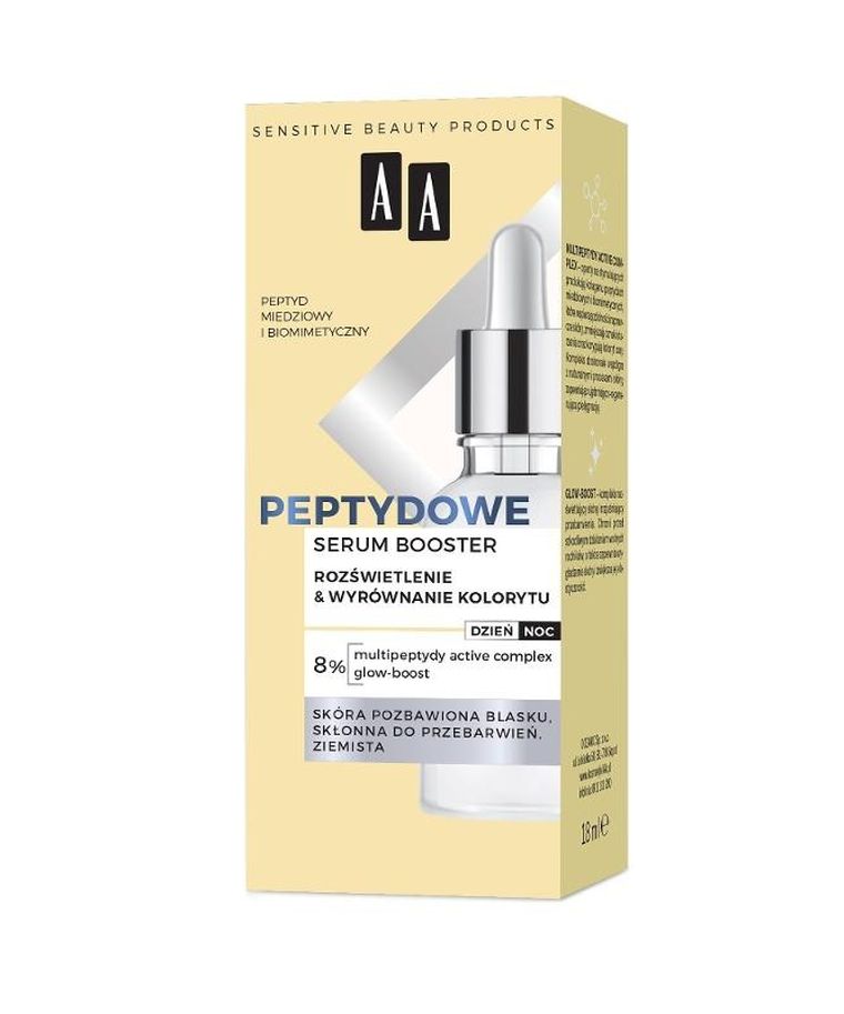 AA, Peptide, serum booster rozświetlenie i wyrównanie kolorytu, 18 ml
