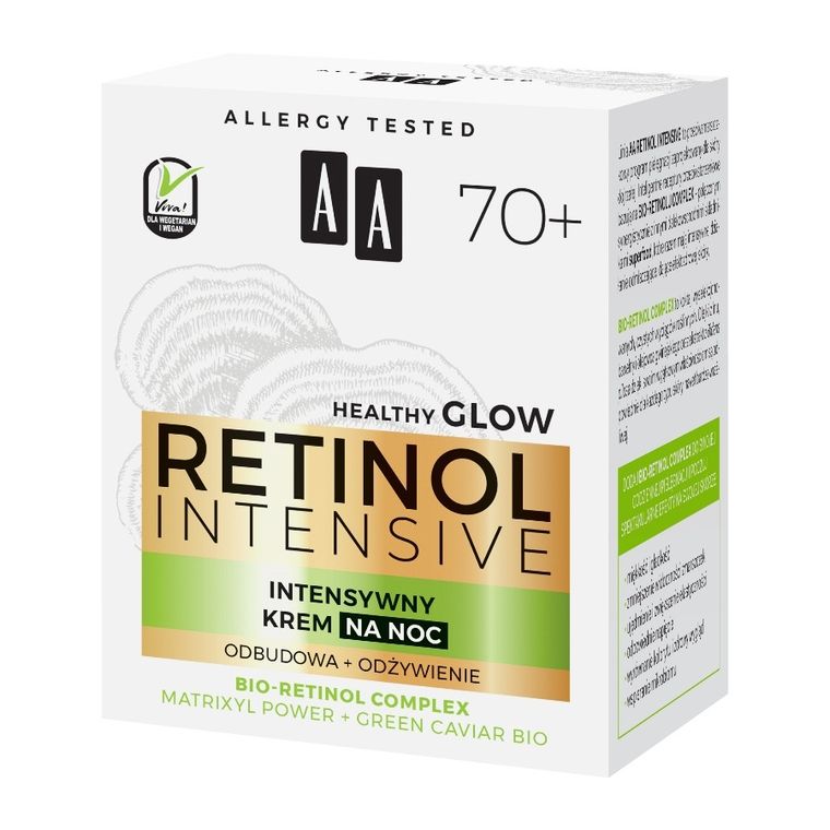 AA, Retinol Intensive 70+ intensywny krem na noc, odżywienie + odbudowa, 50 ml
