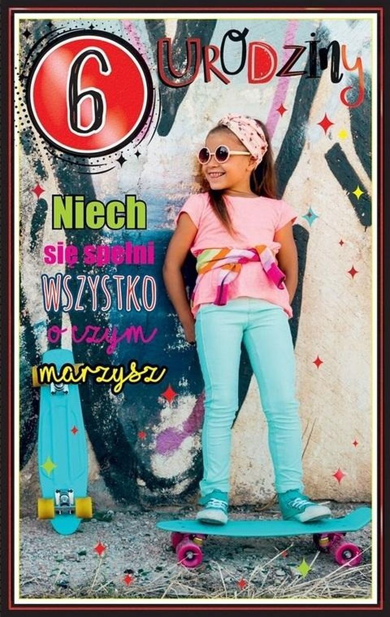 AbCard, kartka okolicznościowa, Urodziny 6, dziewczynka