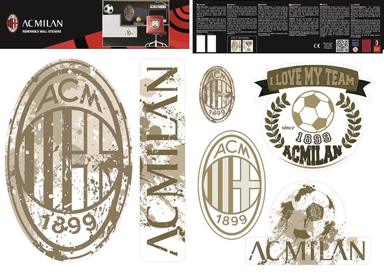 AC Milan, naklejka ścienna zdejmowalna, 2 arkusze