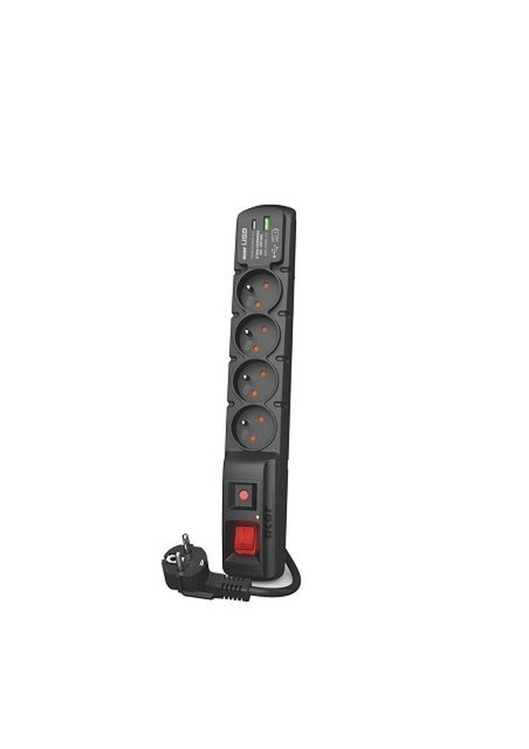 Acar, Listwa przeciwprzepięciowa, F4 USB A+C, szybka ładowarka, 5m, czarny