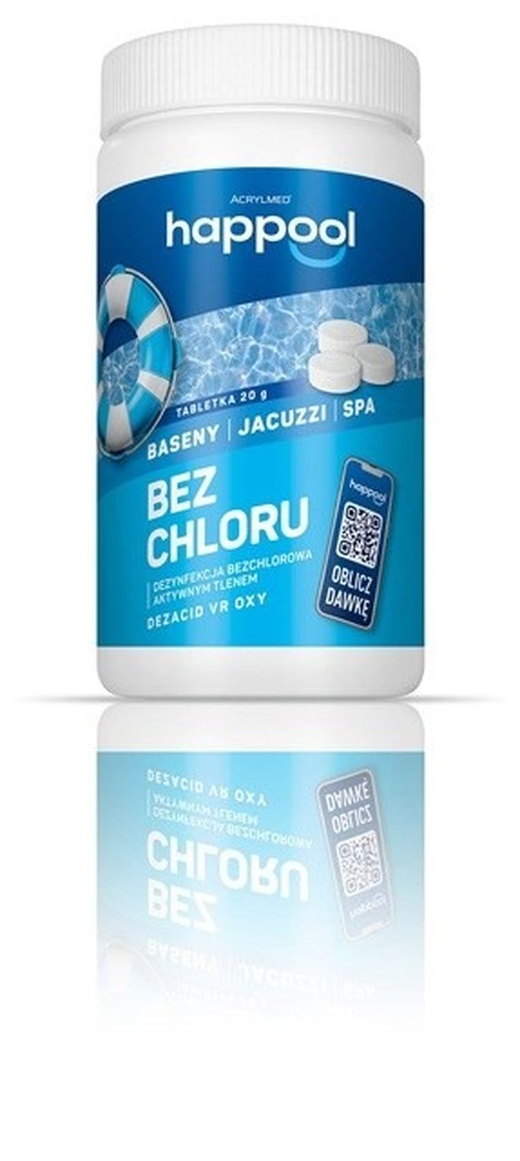 Acrylmed, Happool, Dezacid Vr Oxy, tabletki tlenowe do dezynfekcji wody basenowej, 400g