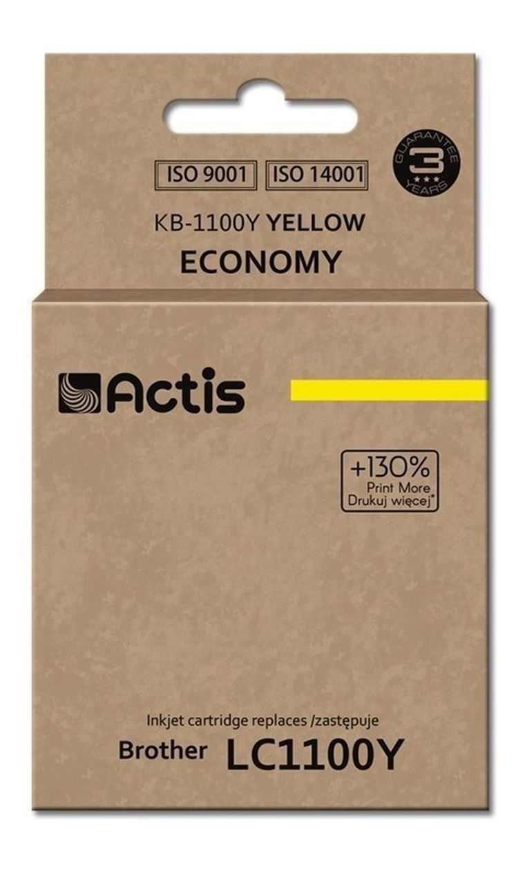 Actis, tusz do drukarki, KB-1100Y, zamiennik Brother LC1100Y/980Y, Standard, 19 ml, żółty