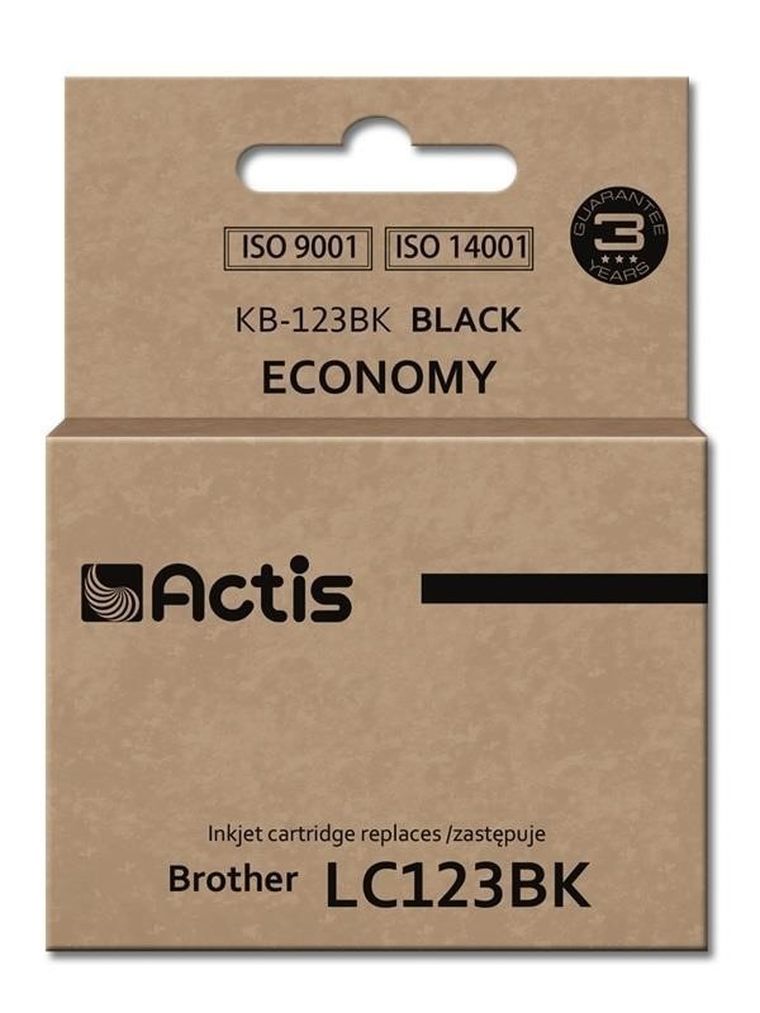 Actis, tusz do drukarki, KB-123Bk, zamiennik Brother LC123BK/LC121BK, Standard, 15 ml, czarny