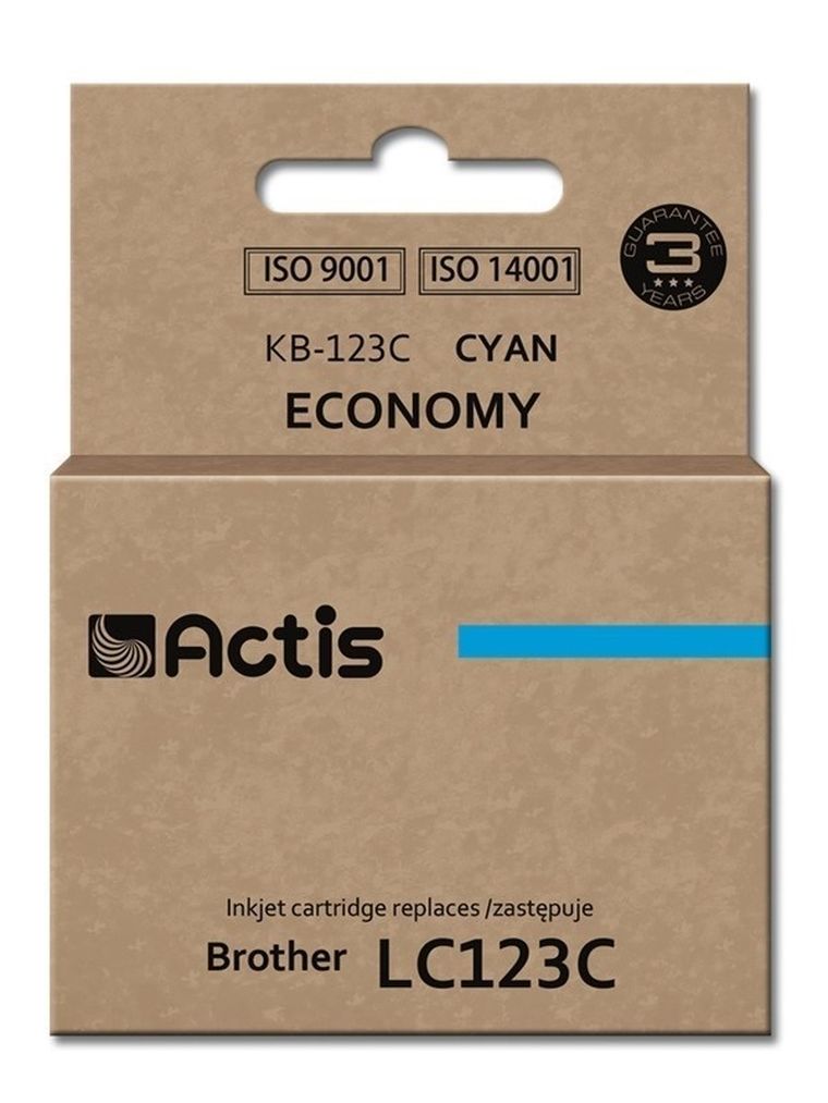 Actis, tusz do drukarki, KB-123C, zamiennik Brother LC123C/LC121C, Standard, 10 ml, niebieski
