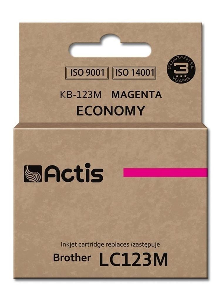 Actis, tusz do drukarki, KB-123M, zamiennik Brother LC123M/LC121M, Standard, 10 ml, czerwony