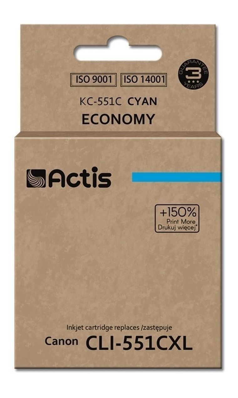 Actis, tusz do drukarki, KC-551C, zamiennik Canon, Standard, 12 ml, niebieski