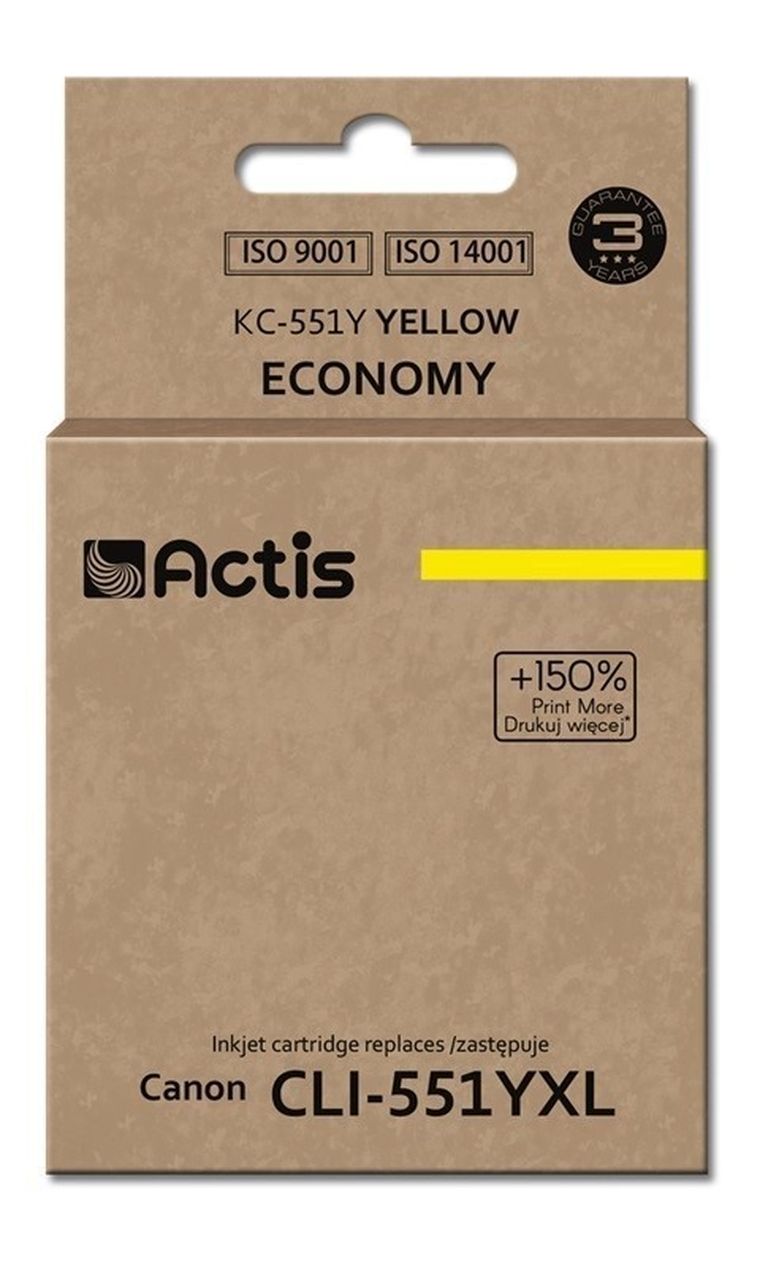 Actis, tusz do drukarki, KC-551Y, zamiennik Canon, Standard, 12 ml, żółty