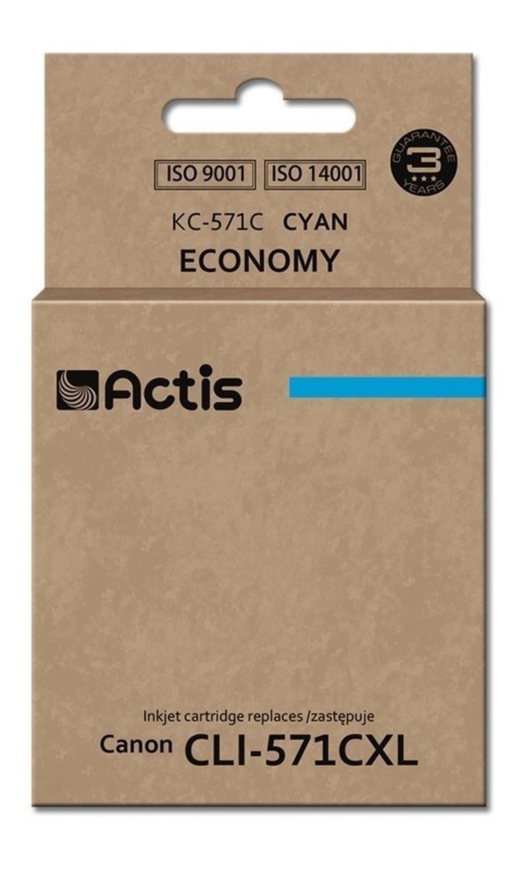 Actis, tusz do drukarki, KC-571C, zamiennik Canon, Standard, 12 ml, niebieski