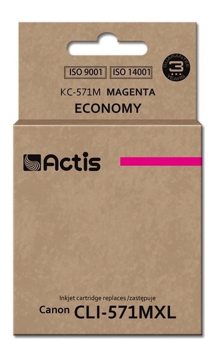 Actis, tusz do drukarki, KC-571M, zamiennik Canon, Standard, 12 ml, czerwony