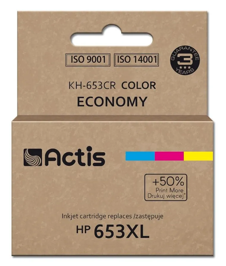 Actis, tusz do drukarki, KH-653CR, zamiennik HP653XL 3YM74AE, Premium, 18ml, 300 stron, kolorowy