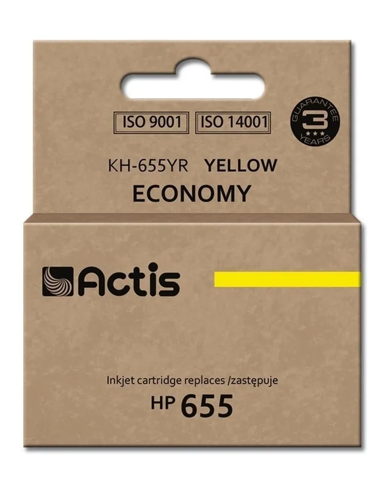 Actis, tusz do drukarki, KH-655YR, zamiennik HP 655 CZ112AE, Standard, 12 ml, żółty