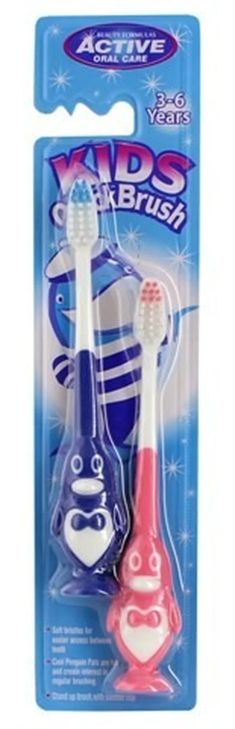 Active Oral Care, Kids Quick, szczoteczka do zębów, 3-6 lat, 2 szt.