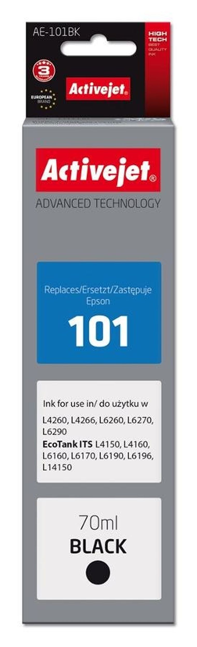 Activejet Ae-101bk Tusz, zamiennik Epson 101; Supreme; 70 Ml;, czarny