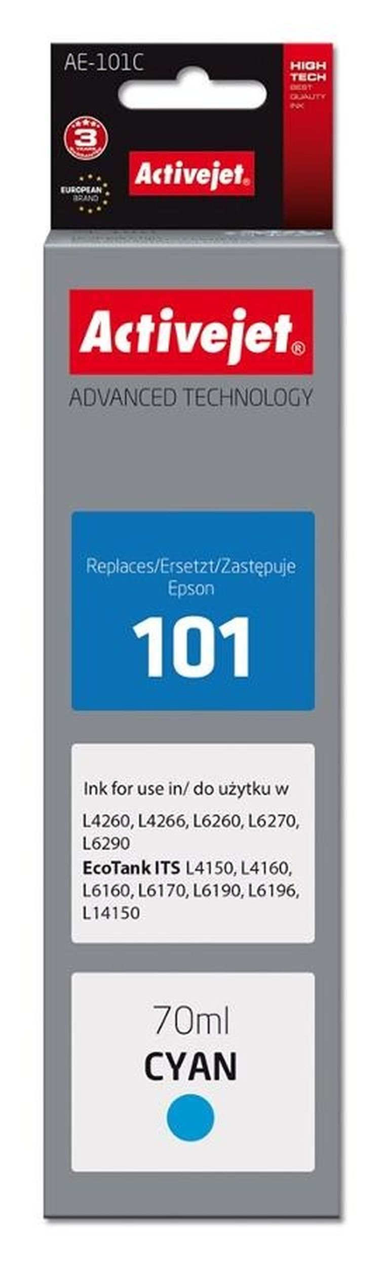 Activejet Ae-101c Tusz, zamiennik Epson 101; Supreme; 70 Ml;, niebieski