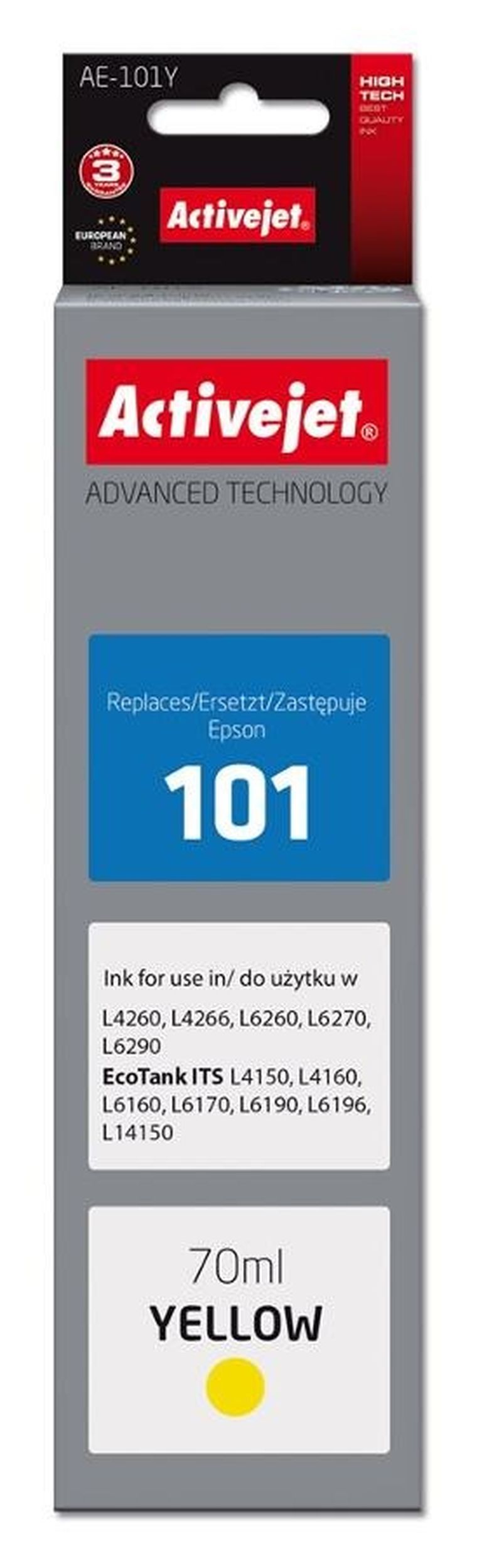 Activejet Ae-101y Tusz, zamiennik Epson 101; Supreme; 70 Ml; Żółty