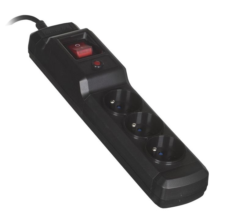 Activejet, listwa przeciwprzepięciowa, 3 X Ute, 10 A, czarny, 1,5 m