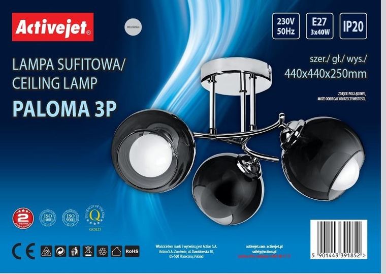 Activejet, Paloma, lampa wisząca, 3P, E27, 3-40W