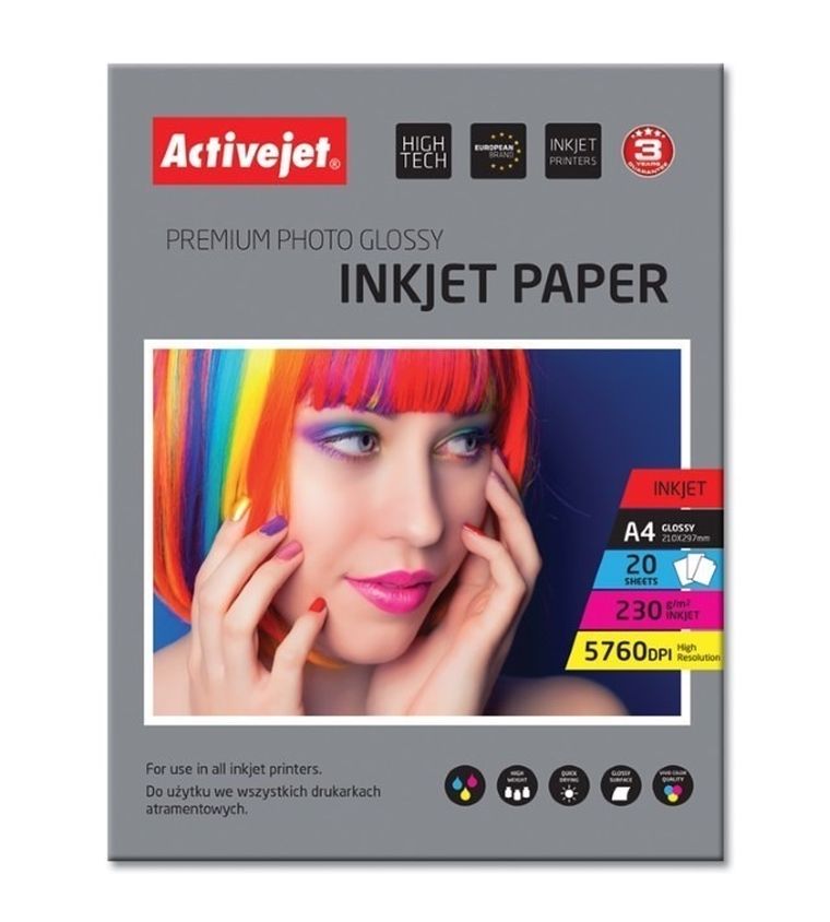 ActiveJet, papier fotograficzny, błysk, A4, 20 szt.