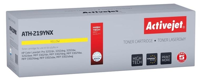 Activejet, toner do drukarki, ATH-219YNX, zamiennik HP 219X W2192X, Supreme, 2500 stron, żółty z chipem