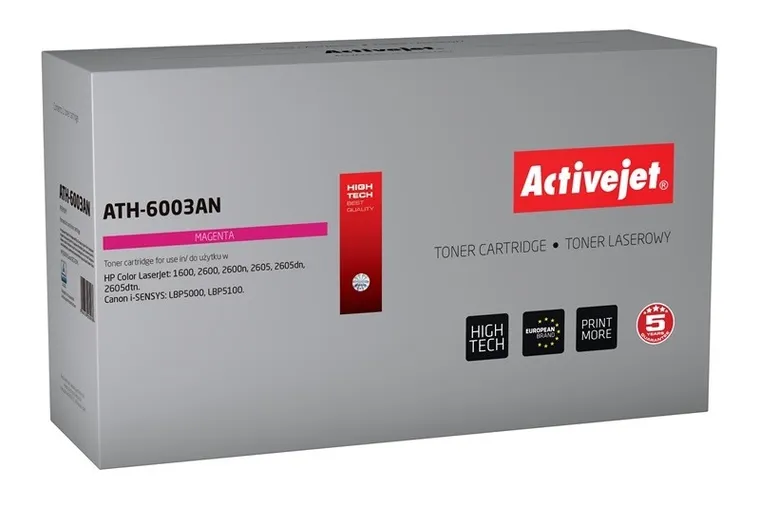 Activejet, toner do drukarki, zamiennik HP 124A Q6003A, Canon CRG-707M, Premium, 2000 stron, czerwony, ATH-6003AN