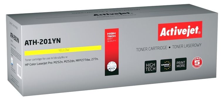 Activejet, toner do drukarki, zamiennik HP 201A CF402A, Supreme, 1400 stron, żółty, ATH-201YN