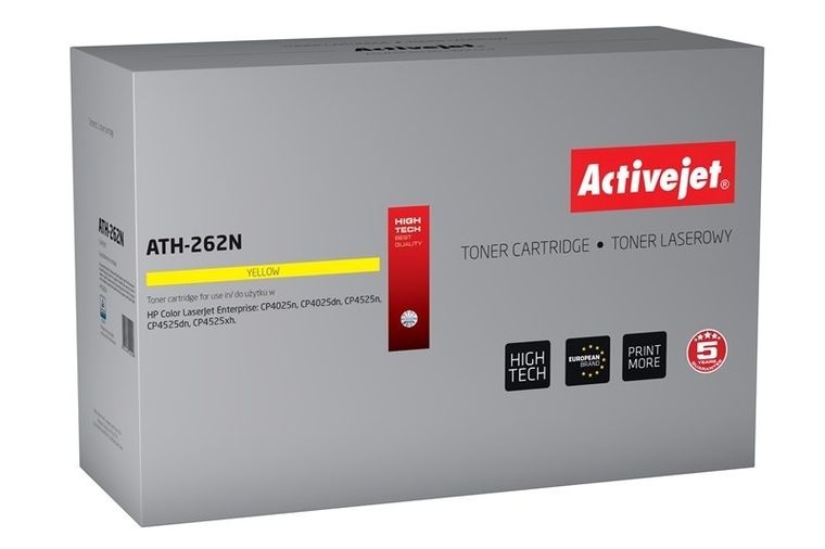 Activejet, toner do drukarki, zamiennik HP 262A CE262A, Supreme, 11 000 stron, żółty, ATH-262N