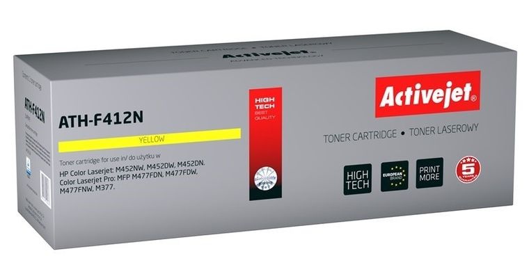 Activejet, toner do drukarki, zamiennik HP 410A CF412A, Supreme, 2300 stron, żółty, ATH-F412N