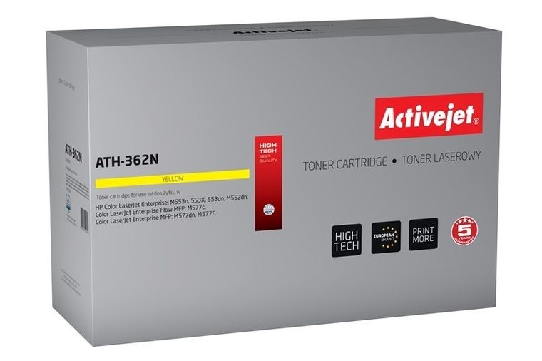 Activejet, toner do drukarki, zamiennik HP 508A CF362A, Supreme, 5000 stron, żółty, ATH-362N