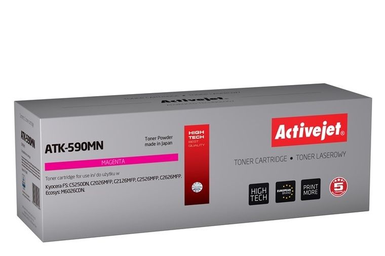 Activejet, toner do drukarki, zamiennik Kyocera TK-590M, Supreme, 5000 stron, czerwony, ATK-590M