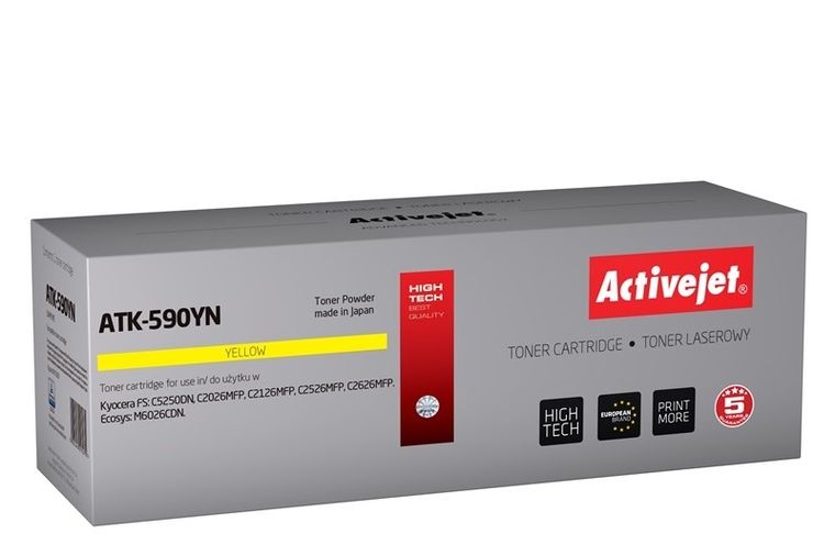 Activejet, toner do drukarki, zamiennik Kyocera TK-590Y, Supreme, 5000 stron, żółty, ATK-590YN