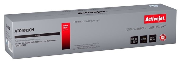 Activejet, toner do drukarki, zamiennik OKI 43979102, Supreme, 3500 stron, czarny, ATO-B410N