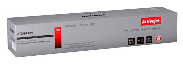 Activejet, toner do drukarki, zamiennik OKI 43979202, Supreme, 7000 stron, czarny, ATO-B430N