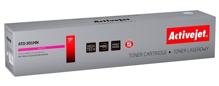 Activejet, toner do drukarki, zamiennik OKI 44973534, Supreme, 1500 stron, czerwony, ATO-301MN